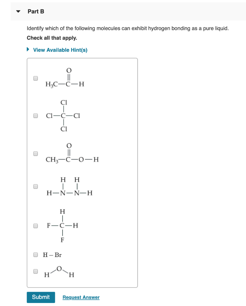 Solved Part B Identify Which Of The Following Molecules Can | Chegg.com