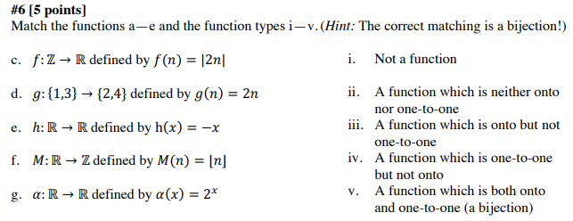 Solved Match the functions a—e and the function types i—v. | Chegg.com