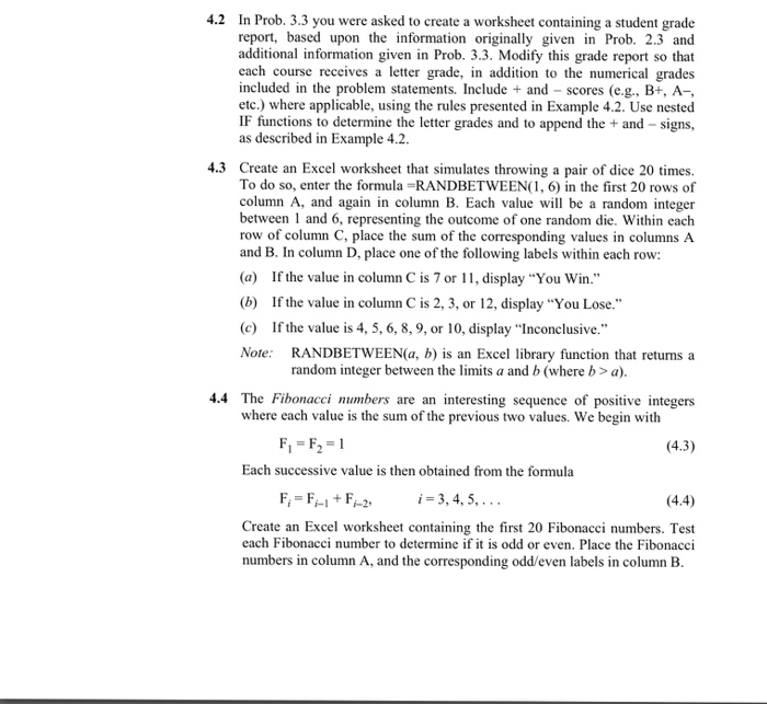 Solved In Prob. 3.3 you were asked to create a worksheet | Chegg.com