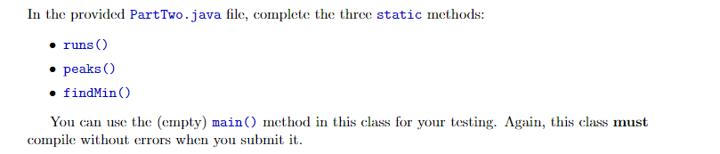 In the provided PartTwo.java file, complete the three | Chegg.com