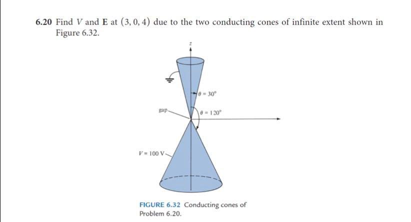 Solved 6.20 Find V and E at (3,0,4) due to the two | Chegg.com