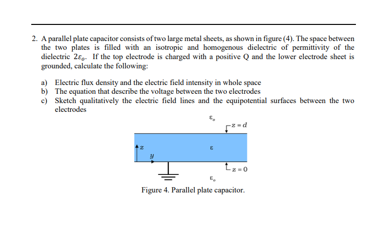 Solved 2. A parallel plate capacitor consists of two large | Chegg.com