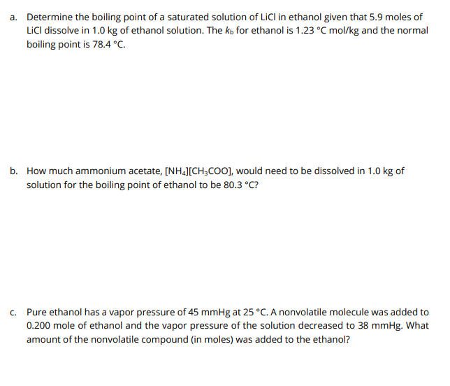 Solved a. Determine the boiling point of a saturated