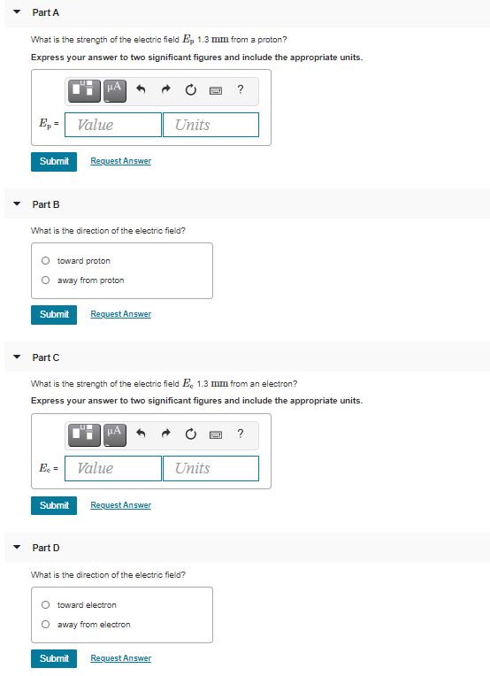 Solved Part A What is the strength of the electric field Ep