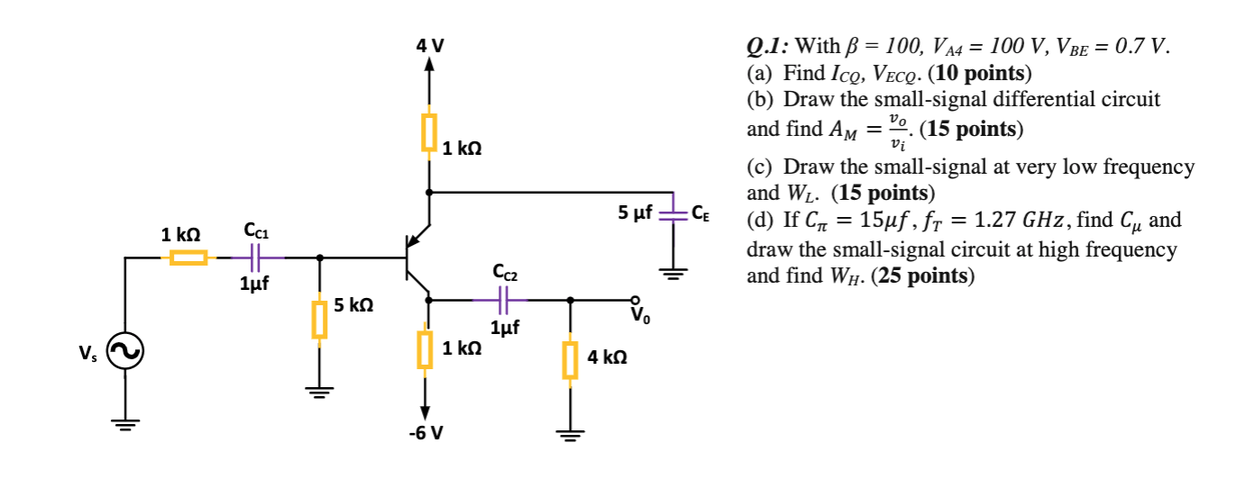 4 V 1k2 Vi Q 1 With Ss 100 Va4 100 V Vbe 0 7 Chegg Com