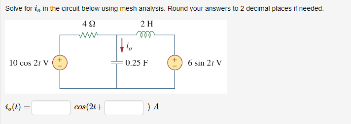 Solved Solve for i, in the circuit below using mesh | Chegg.com
