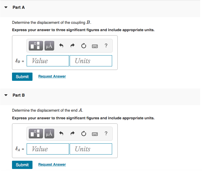 Solved Determine the displacement of the coupling B. Express | Chegg.com