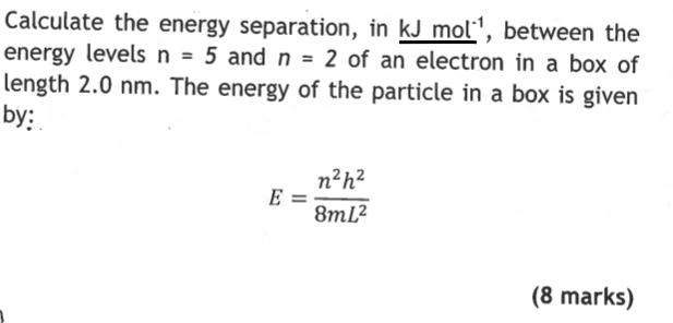 Solved Calculate The Energy Separation, In KJ Mol, Between | Chegg.com