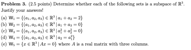 Solved Problem 3. (2.5 points) Determine whether each of the | Chegg.com