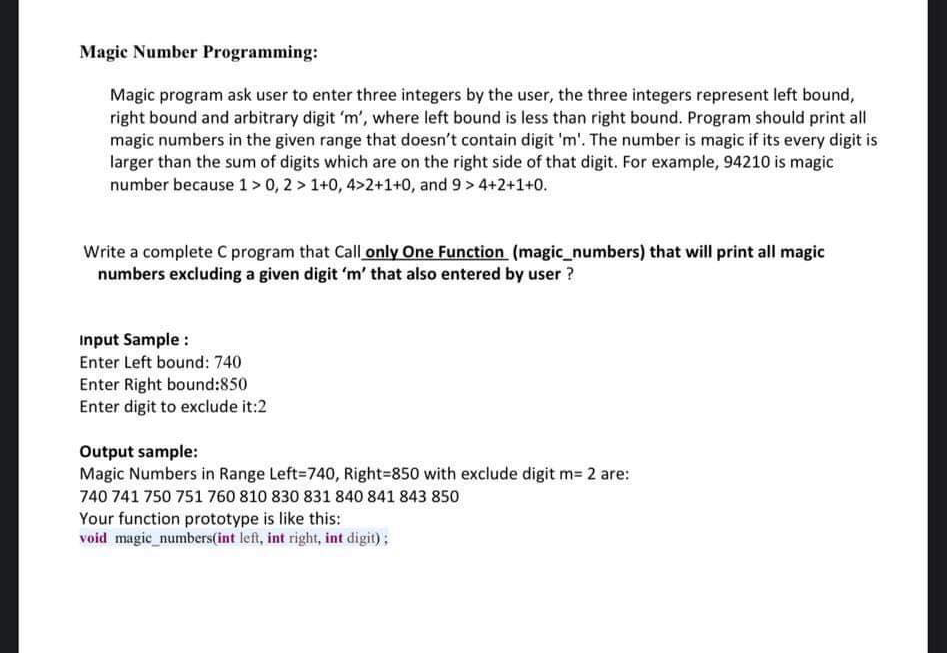 Solved Magic Number Programming: Magic program ask user to | Chegg.com
