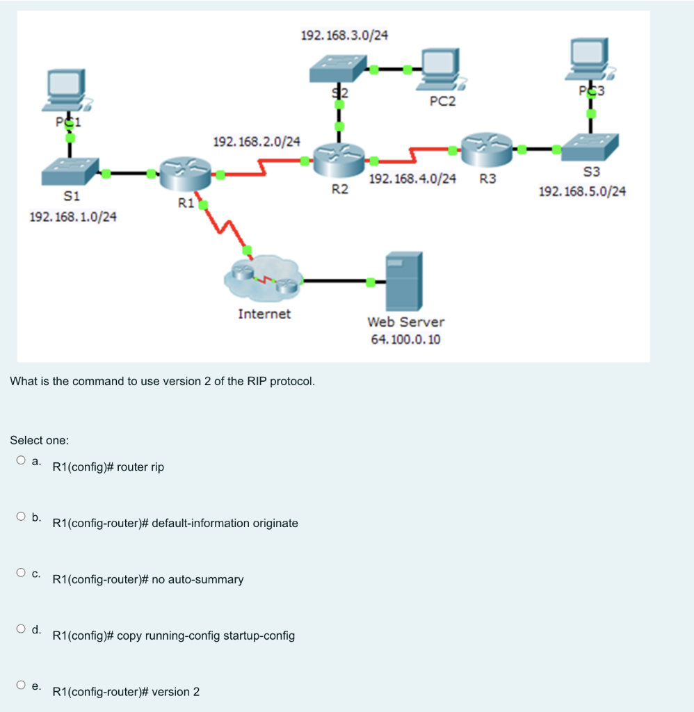 Solved What is the command to use version 2 of the RIP
