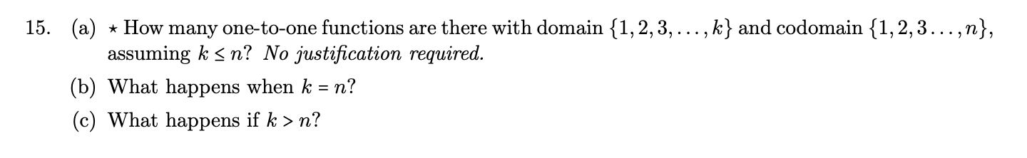 Solved 15. (a) * How many one-to-one functions are there | Chegg.com