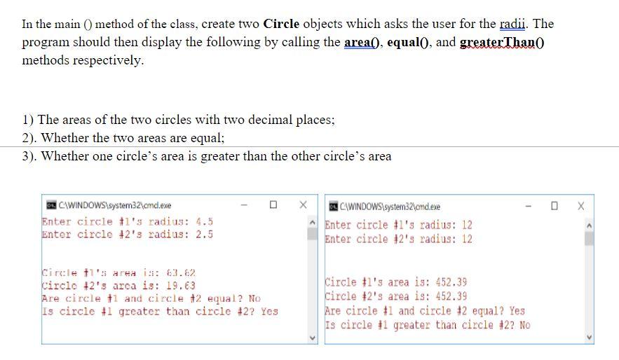 Solved Write a Circle class that has the following field: | Chegg.com