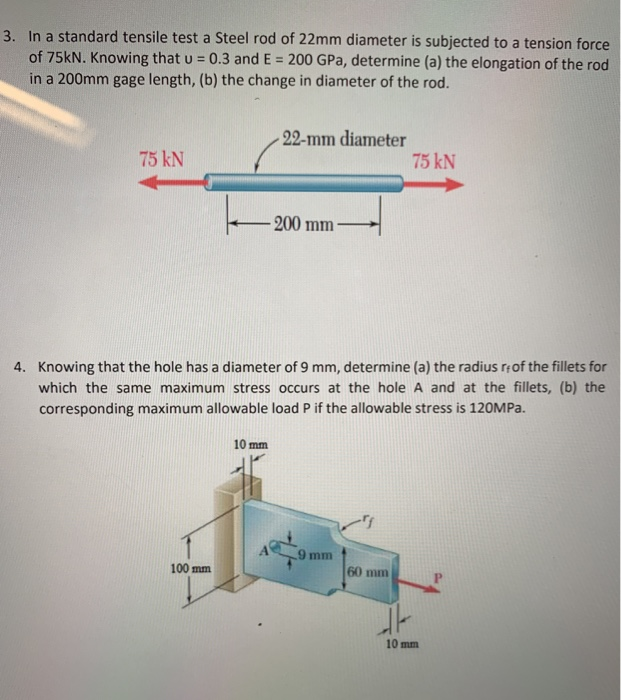 Solved 3. In a standard tensile test a Steel rod of 22mm | Chegg.com