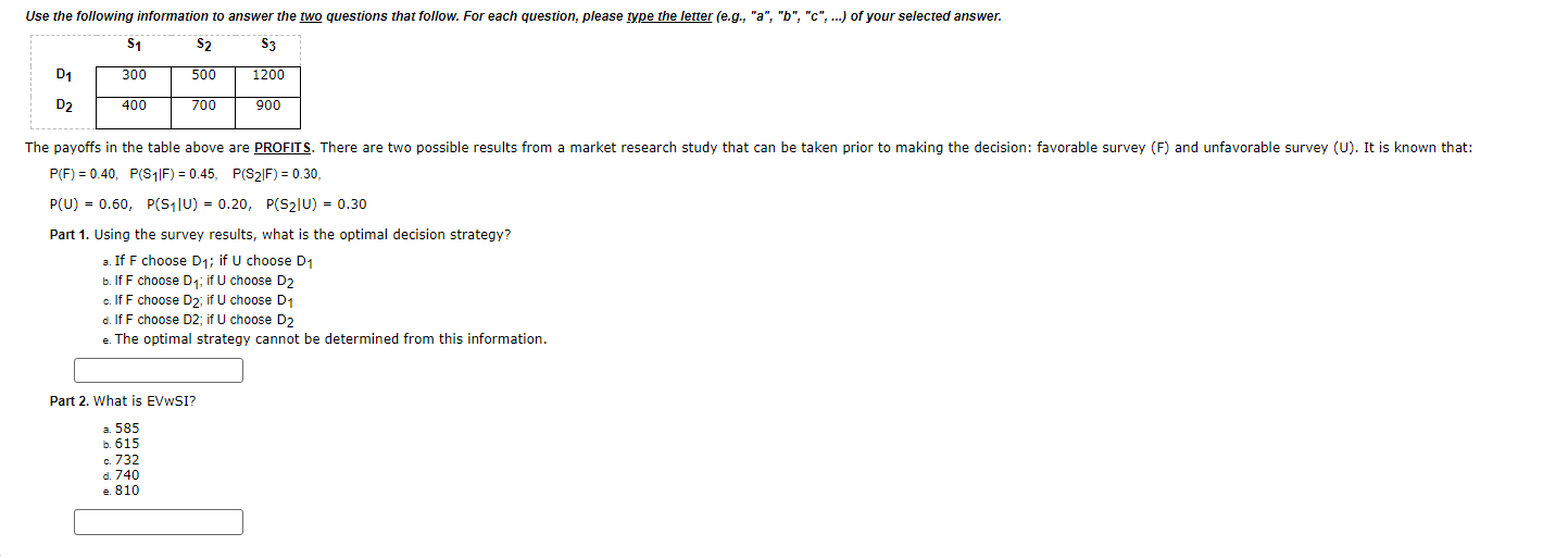 Solved Use the following information to answer the two | Chegg.com
