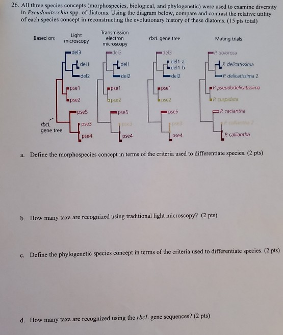 Solved 26. All Three Species Concepts (morphospecies, | Chegg.com