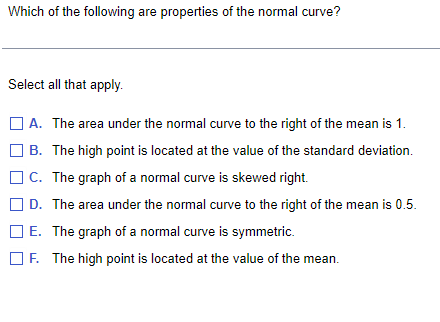 Solved Which of the following are properties of the normal | Chegg.com