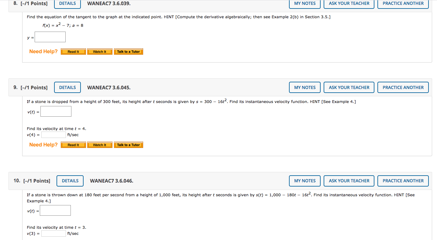 Solved 8. [-/1 Points) DETAILS WANEAC7 3.6.039. MY NOTES ASK | Chegg.com