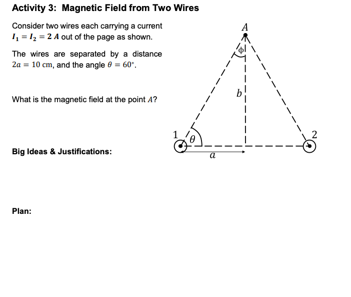 Solved A Activity 3: Magnetic Field from Two Wires Consider | Chegg.com