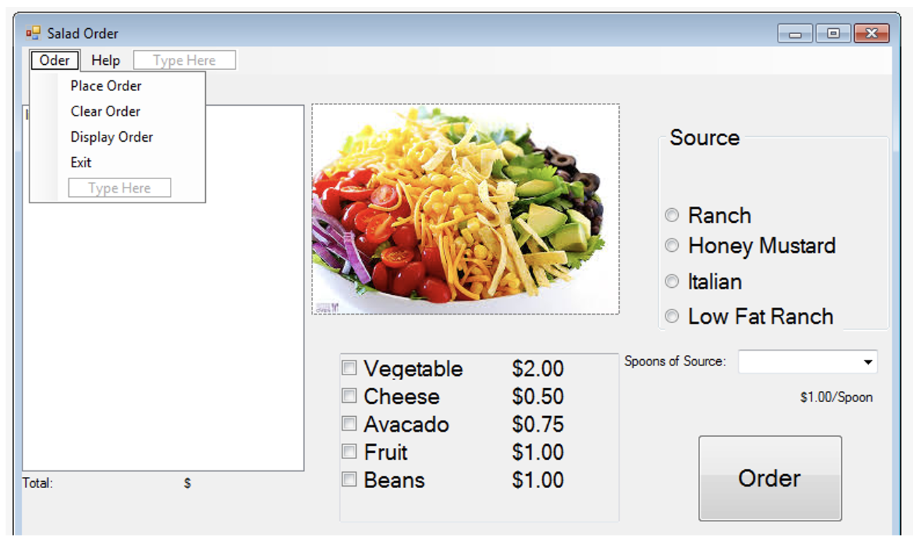 Solved This is a simple version of salad ordering software. | Chegg.com