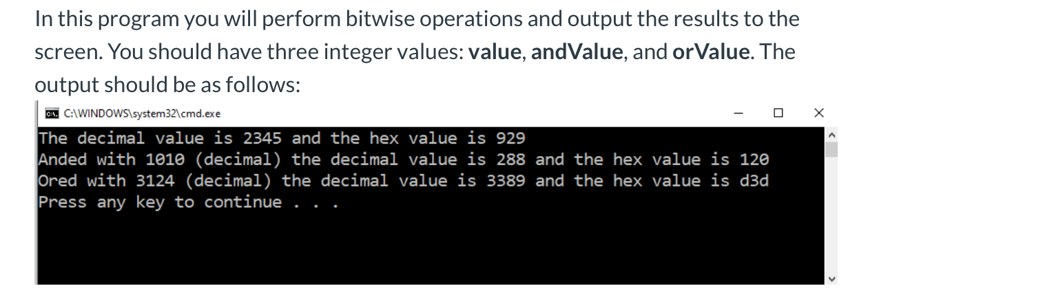 In This Program You Will Perform Bitwise Operations | Chegg.com