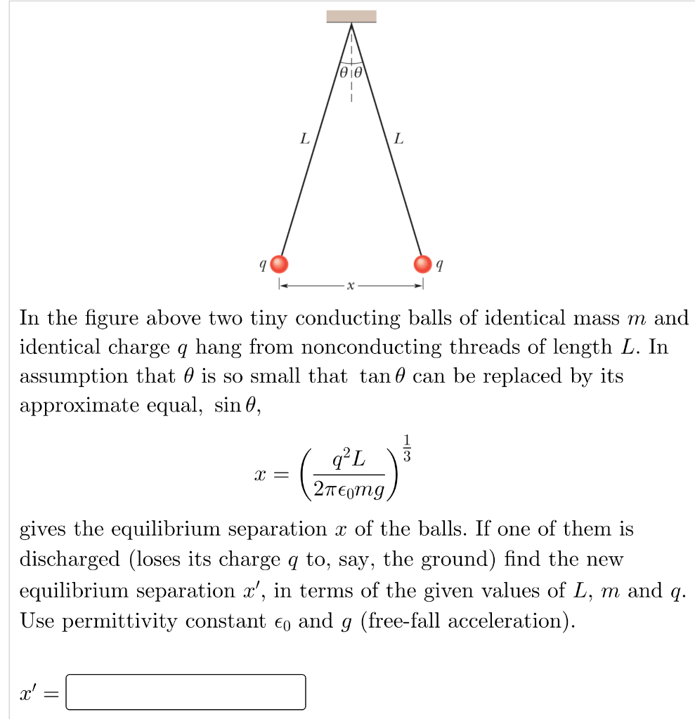 Solved In The Figure Above Two Tiny Conducting Balls Of | Chegg.com