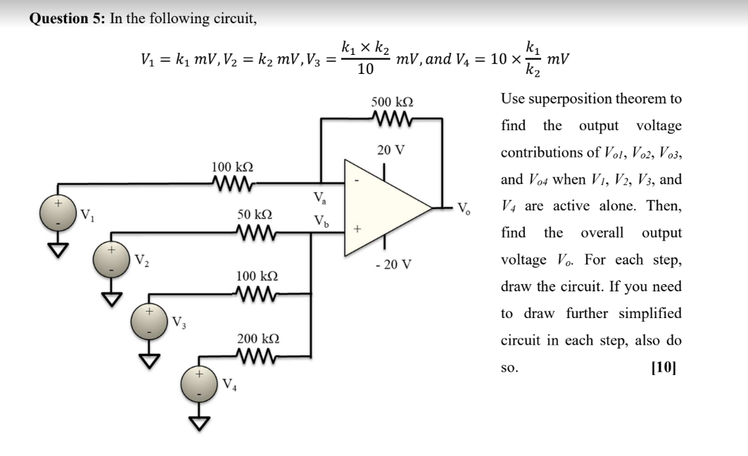 Solved Question 5: In the following circuit, | Chegg.com
