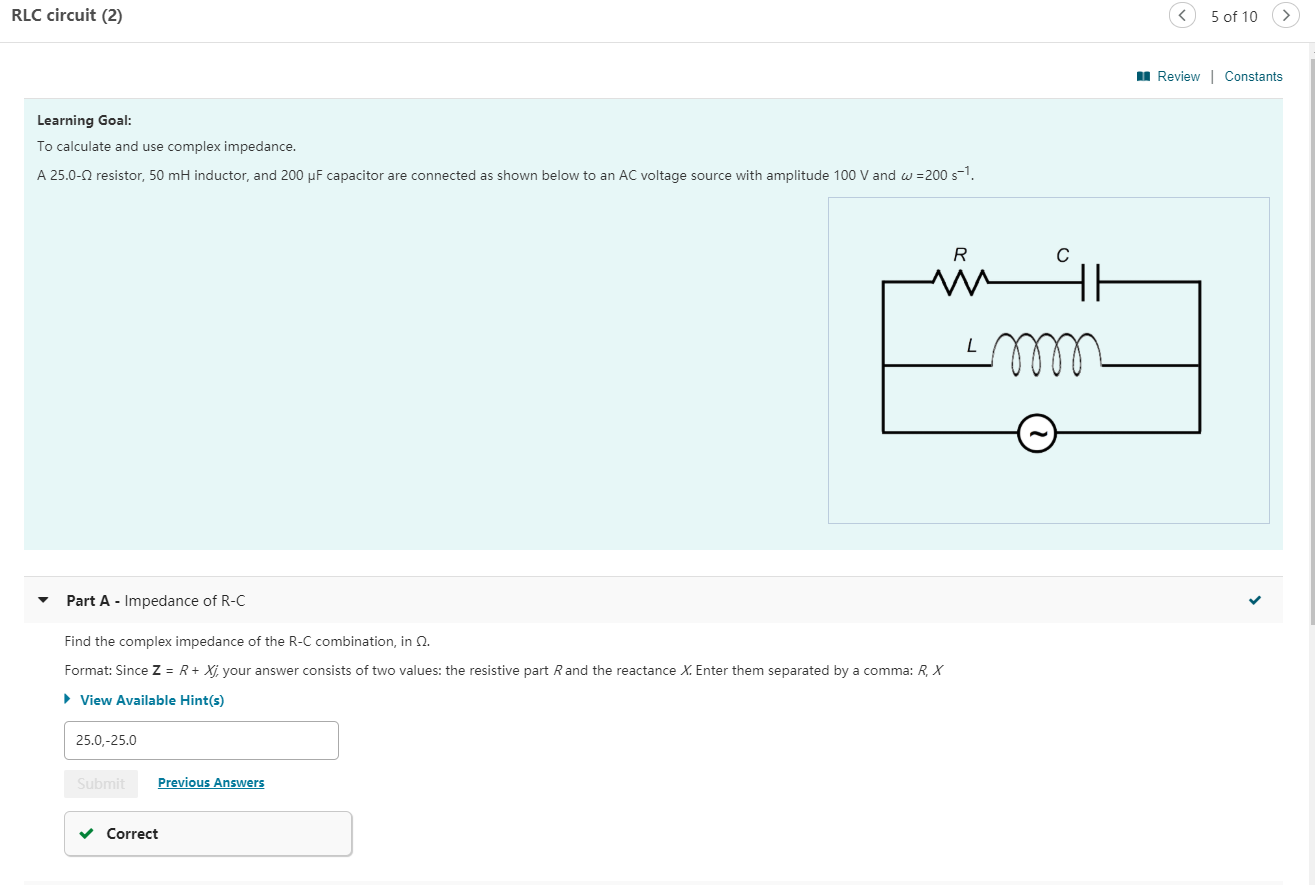 solved-rlc-circuit-2-5-of-10-review-constants-learning-chegg