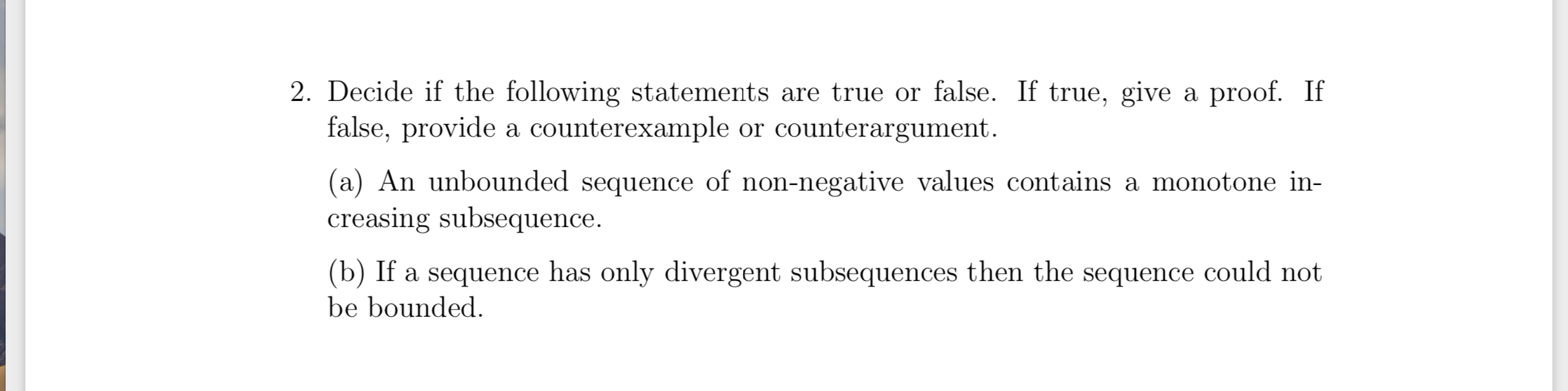 Solved 2. Decide if the following statements are true or | Chegg.com