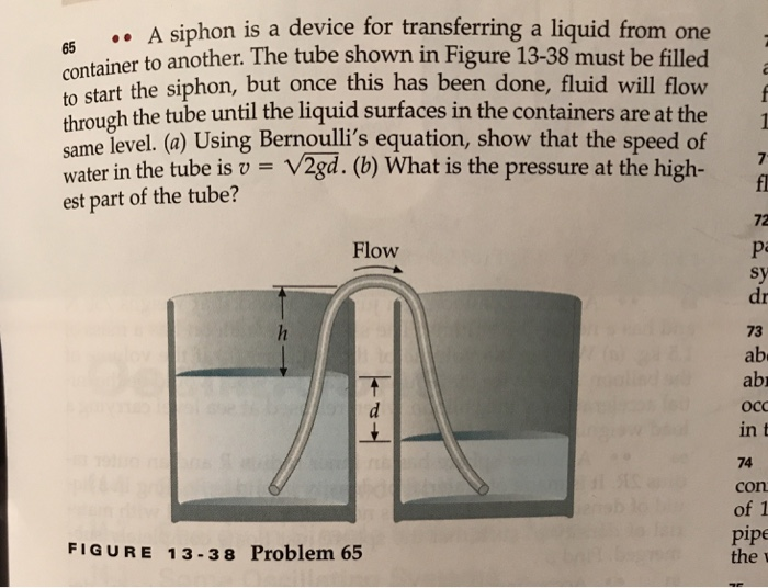 Solved 65 container to another. T .. A siphon is a device