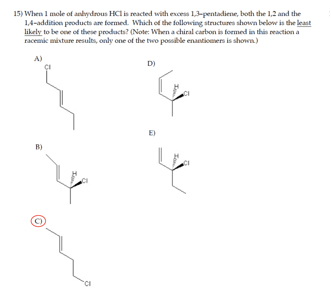 Solved 15) When 1 mole of anhydrous HCl is reacted with