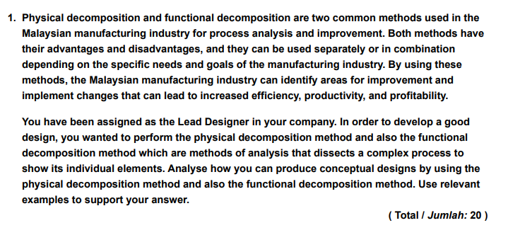 Solved 1. Physical decomposition and functional | Chegg.com