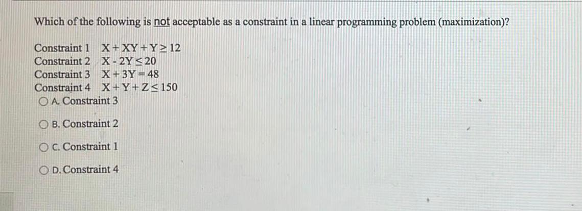 Solved Which of the following is not acceptable as a | Chegg.com