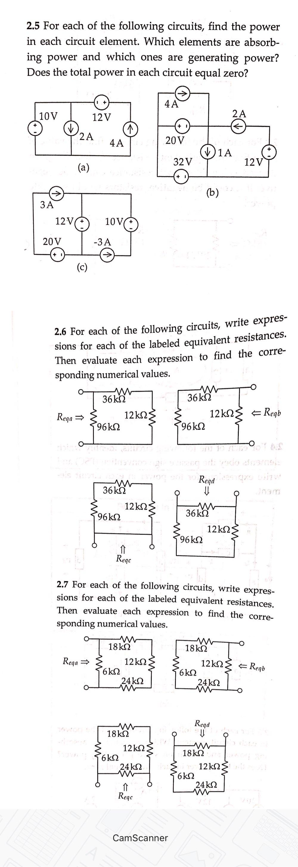 Solved 2.5 For each of the following circuits, find the | Chegg.com