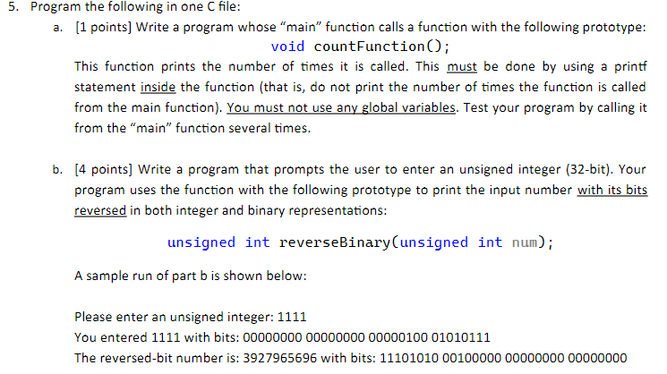 Solved C LANGUAGE! NEED BOTH PARTS IN ONE SINGLE PROGRAM, | Chegg.com