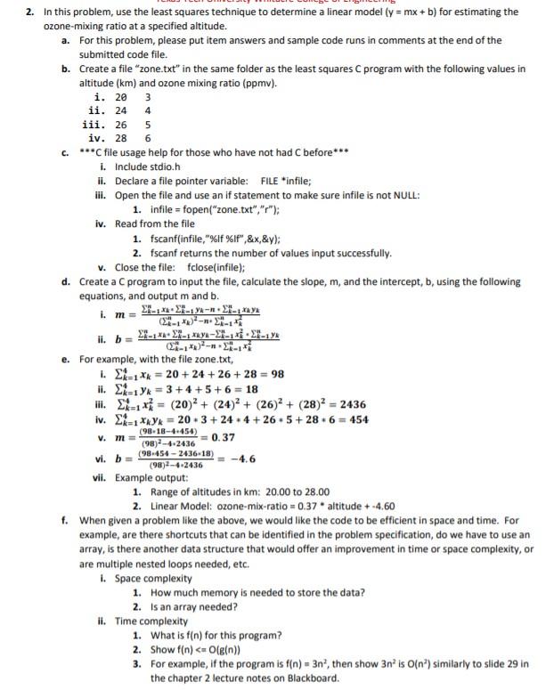 Solved 2. In this problem, use the least squares technique | Chegg.com