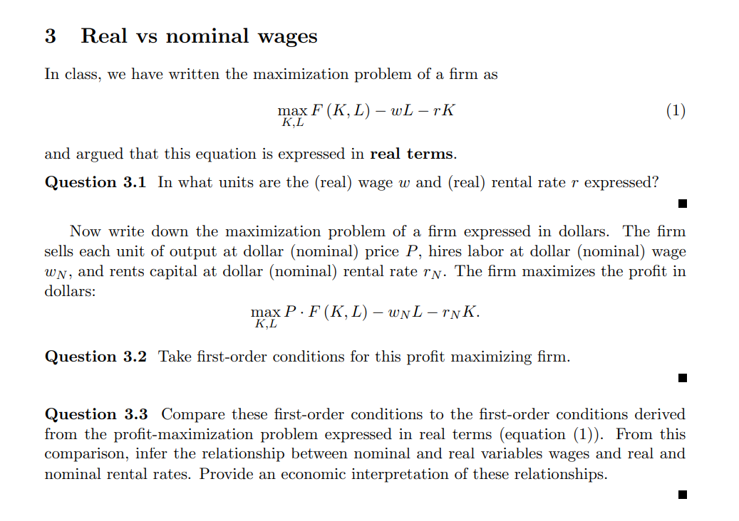 Solved 3 Real Vs Nominal Wages In Class, We Have Written The | Chegg.com