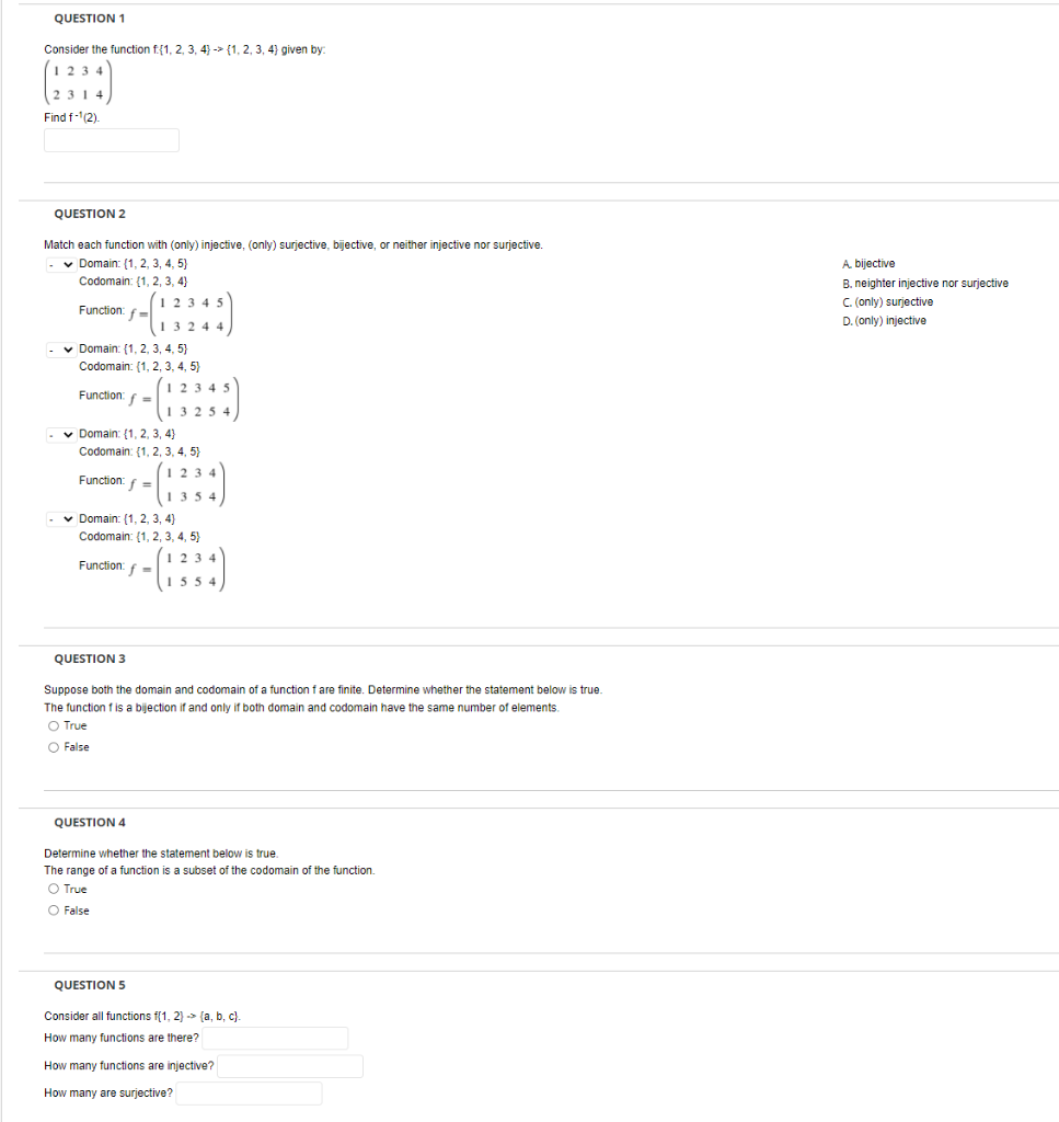 Solved QUESTION 1 Consider the function f{1,2,3,4} - | Chegg.com