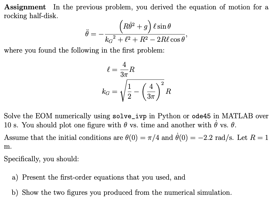 Assignment In The Previous Problem You Derived Th Chegg Com