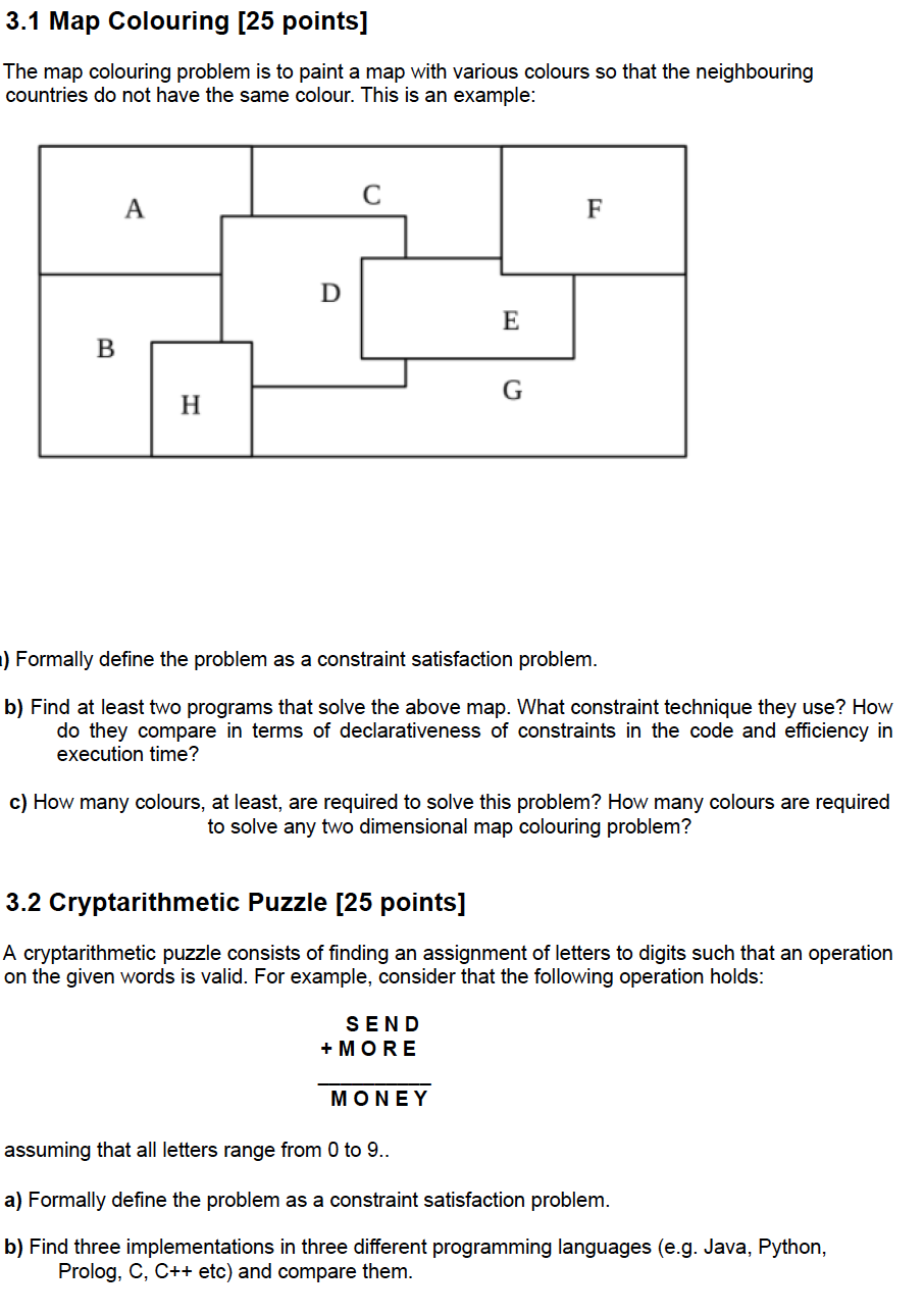 Solved 3.1 Map Colouring [25 points] The map colouring | Chegg.com