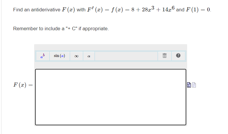 Solved Find An Antiderivative F(x) With | Chegg.com