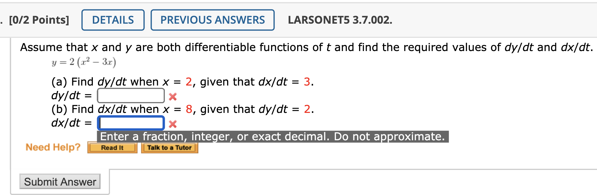 Solved . [0/2 Points] DETAILS PREVIOUS ANSWERS LARSONET5 | Chegg.com