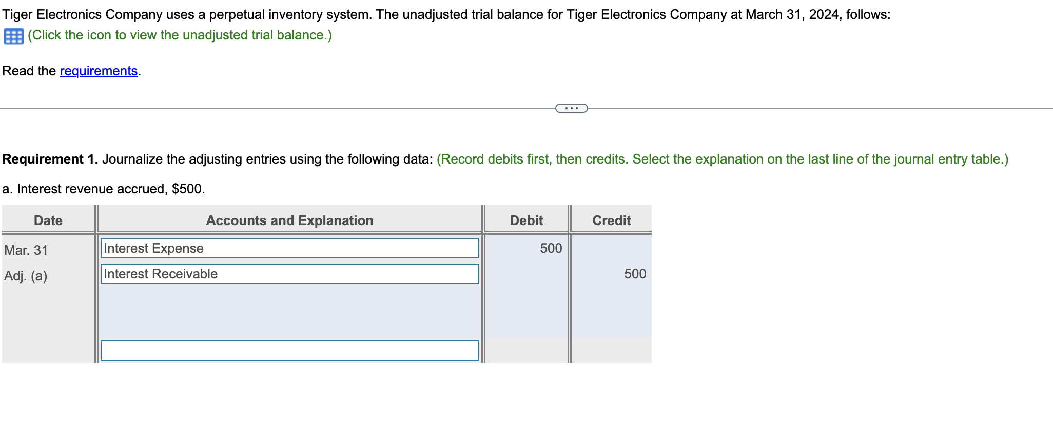 Solved Tiger Electronics Company uses a perpetual inventory | Chegg.com