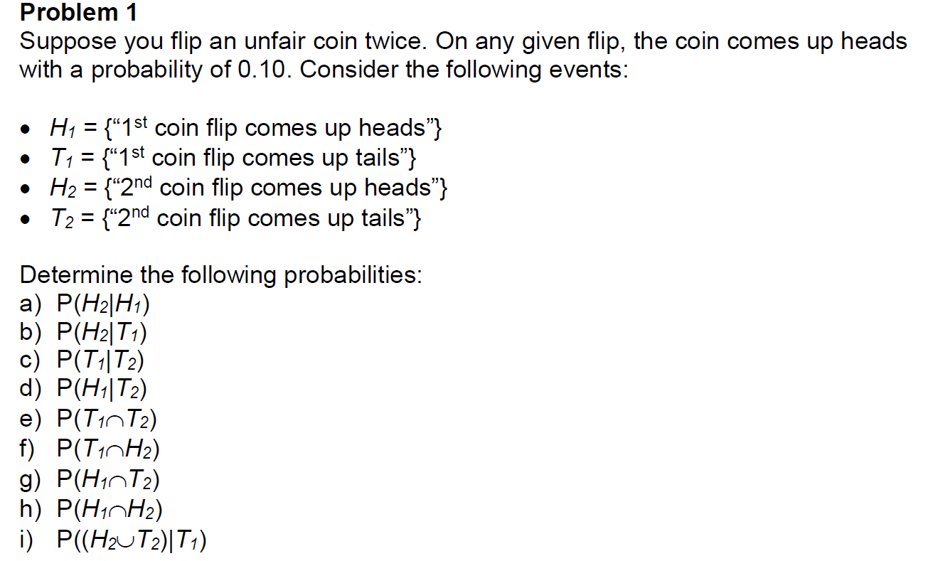 Solved Problem 1 Suppose You Flip An Unfair Coin Twice. On | Chegg.com