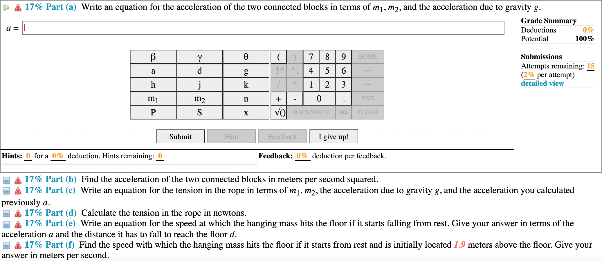 Solved Problem Two Blocks Are Connected By A Chegg Com