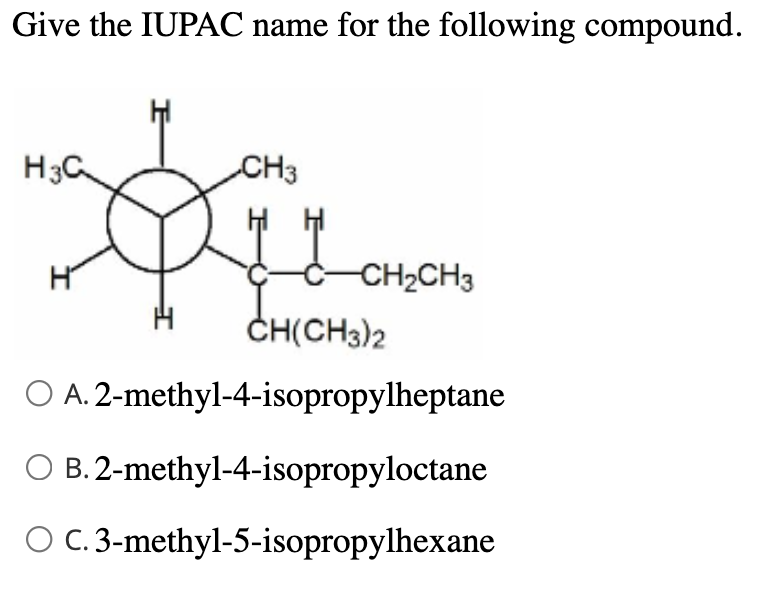 Solved Write an unambiguous name for the following compound | Chegg.com