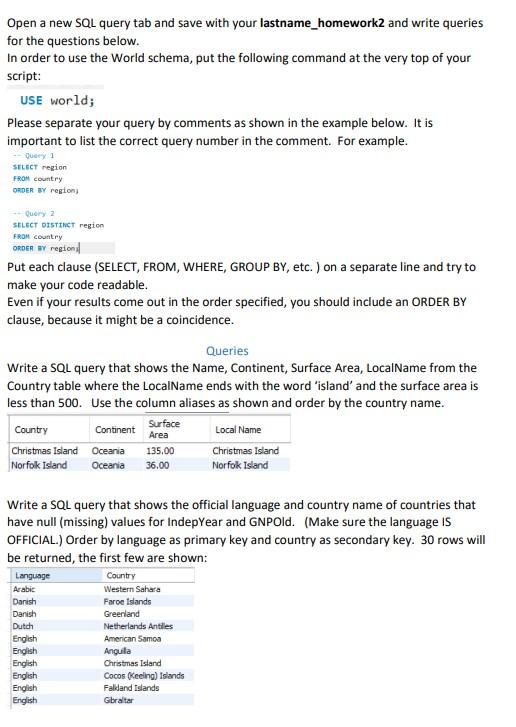 Open a new SQL query tab and save with your | Chegg.com