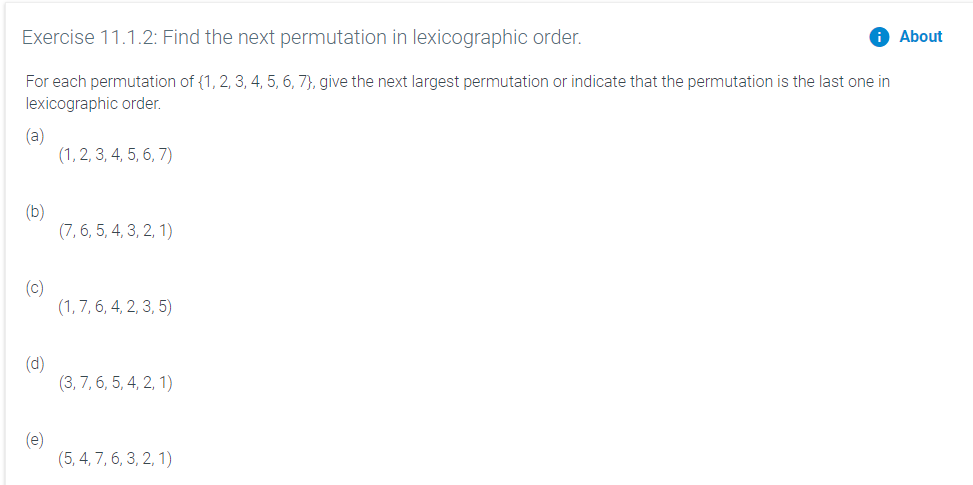 Solved For each permutation of {1, 2, 3, 4, 5, 6, 7}, give | Chegg.com