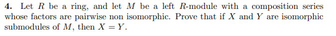 Solved 4. Let R be a ring, and let M be a left R-module with | Chegg.com