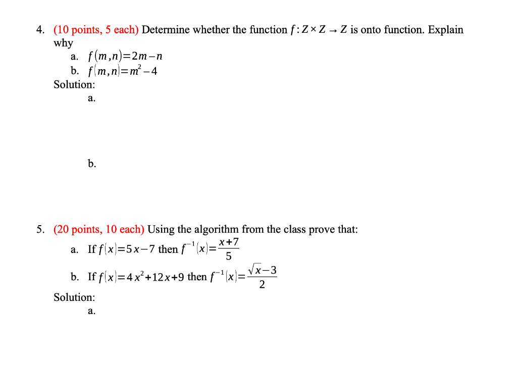 Solved 4. (10 points, 5 each) Determine whether the function | Chegg.com